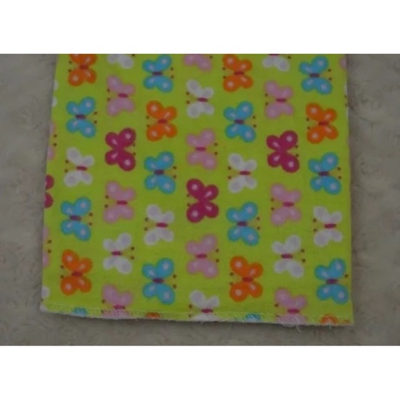 Cudlie Butterfly Baby Blanket Flannel Receiving Green Pink Blue Orange White - Picture 1 of 6